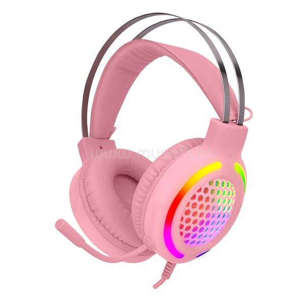SNOPY SN-GX82 PINKY headset (mikrofon, 3.5mm jack, hangerőszabályzó, nagy-párnás, 2m kábel, pink)