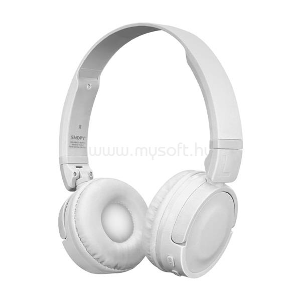 SNOPY SN-XBK33 BATTY vezeték nélküli fejhallgató (Bluetooth/AUX/TF Card, hang.szab., mikrofon, fehér)
