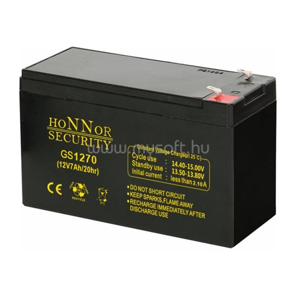 SOLLEYSEC HS12-7 12V/7Ah zárt gondozásmentes AGM akkumulátor Honnor Security