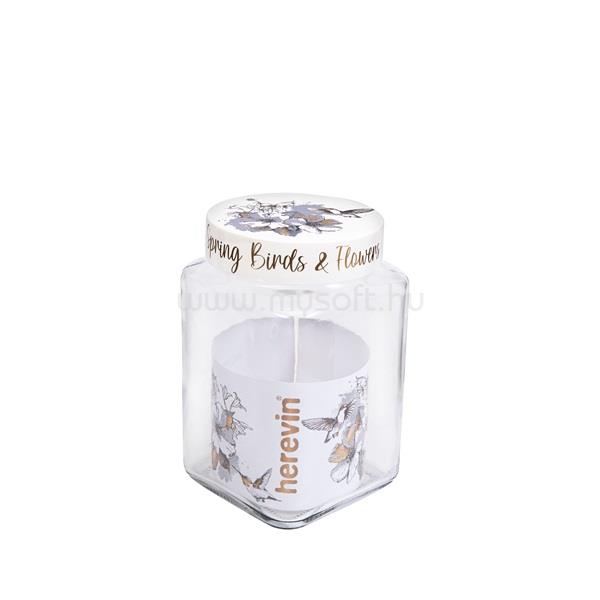 SOLMAZER IRIS Flower üveg négyszögletes fűszertartó 1.500ml, virág mintával, bézs színű 144015-040
