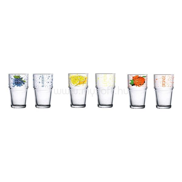 SOLMAZER IRIS mintás üveg pohár 350ml, Blueberries, Lemon vagy Orange minta 131605-001