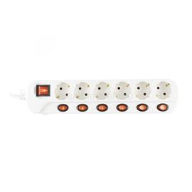 SOMOGYI NVK 06K/WH 6 aljzat 1,5 méter 3x1mm2 külön kapcsolható elosztó SOMOGYI_NVK_06K/WH small