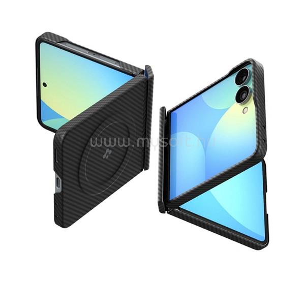 SPIGEN Samsung Z Flip8 SPIGEN AIR SKIN ARAMID MAGSAFE műanyag telefonvédő ultravékony, karbon minta, FEKETE