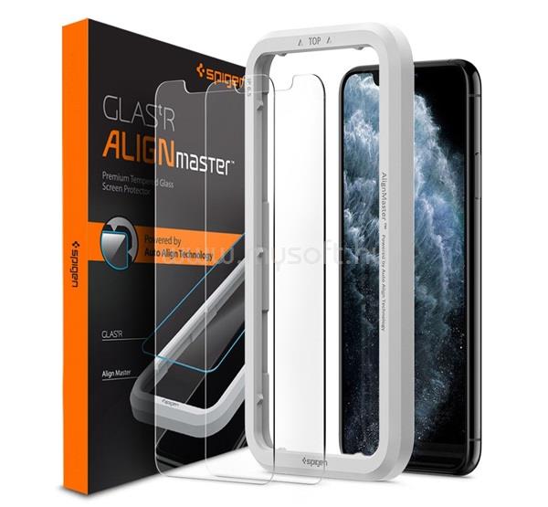 SPIGEN iPhone 11 / XR 6.1 ALM FC képernyővédő üveg 2db 2.5D, színkiemelés, ÁTLÁTSZÓ