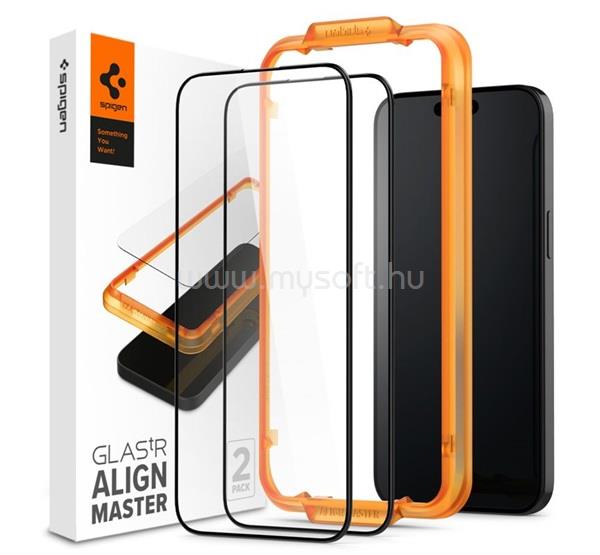 SPIGEN iPhone 16 Plus / 15 Plus ALM FC képernyővédő üveg 2db 2.5D, színkiemelés, ÁTLÁTSZÓ