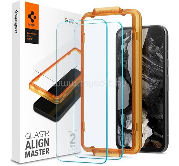 SPIGEN Google Pixel 8a SPIGEN ALM FC képernyővédő üveg 2db 2.5D, színkiemelés, ÁTLÁTSZÓ