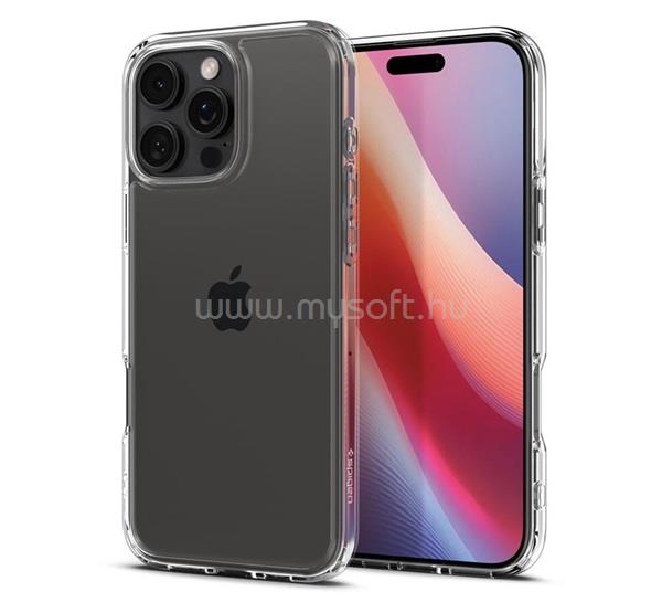 SPIGEN iPhone 16 Pro CRYSTAL HYBRID szilikon telefonvédő ütésállóság, műanyag keret, ÁTLÁTSZÓ