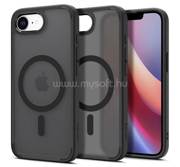 SPIGEN iPhone 17e / 16e SPIGEN CRYSTAL HYBRID szilikon telefonvédő ütésállóság, MagSafe, FEKETE
