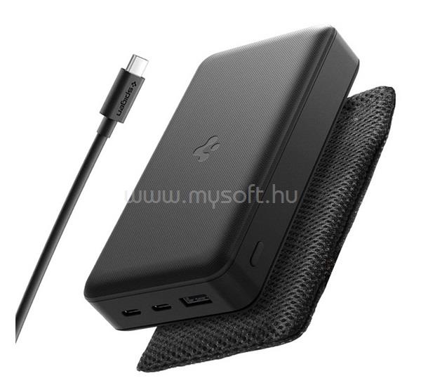 SPIGEN SPIGEN EA3030 vésztöltő USB+2 Type-C aljzat 30000mAh, LED jelzés + Type-C kábel, FEKETE