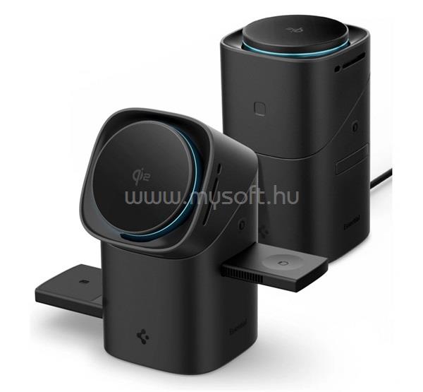 SPIGEN EF223MS asztali töltőállvány 3in1 15W, Qi2, FEKETE