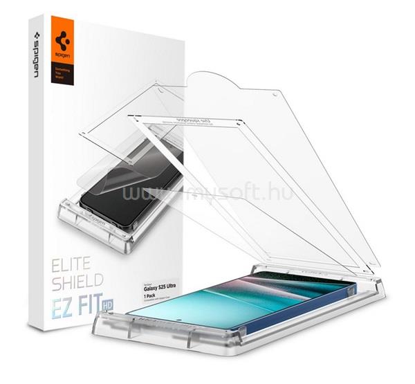 SPIGEN Samsung S25 Ultra ELITESHIELD EZ FIT HD képernyővédő üveg flexibilis, ultravékony + segédkeret, ÁTLÁTSZÓ
