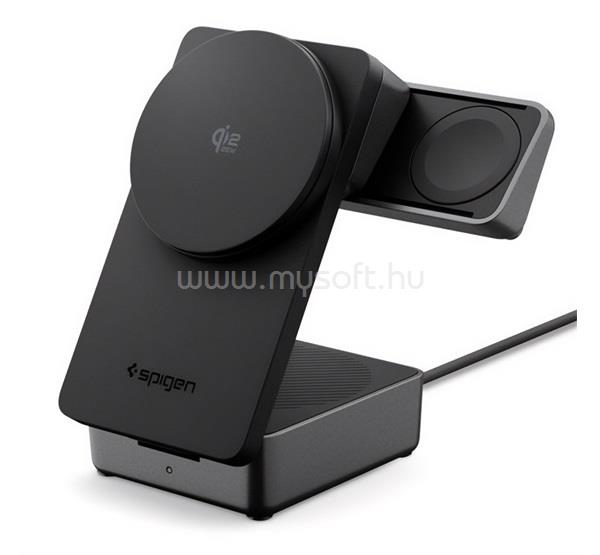 SPIGEN iPhone 17e / 17 Pro Max / 17 Pro ESSENTIAL EF323MQ asztali töltő 3in1 25W, Apple Watch töltő, FEKETE