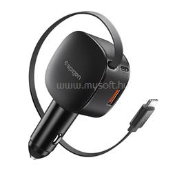 SPIGEN ESSENTIAL EV603BT autós töltő USB+Type-C aljzat 60W, gyorstöltő + fix Type-C kábel, FEKETE ACP10515 small