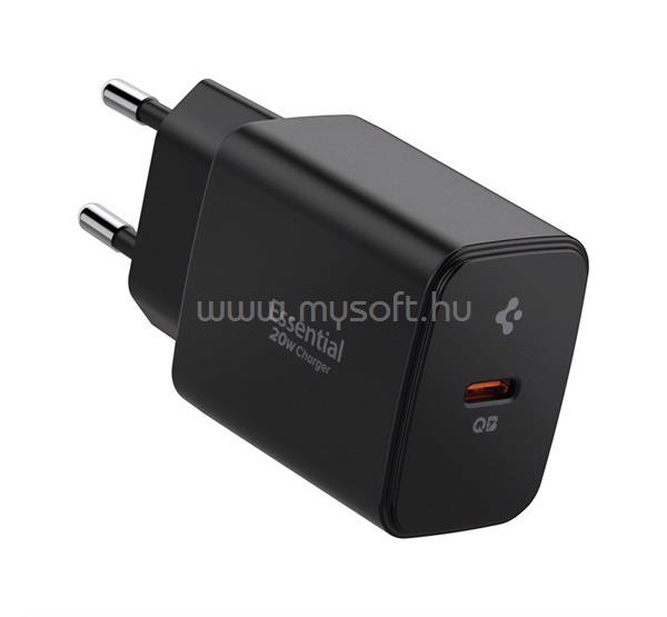 SPIGEN ESSENTIAL hálózati töltő Type-C aljzat 20W, PD gyorstöltő 3.0, FEKETE