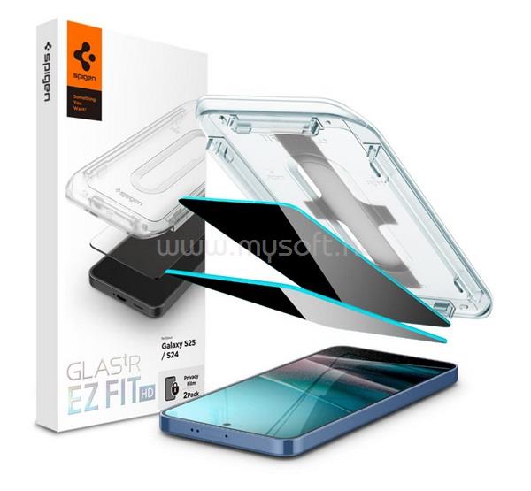 SPIGEN Samsung S25 / S24 SPIGEN EZ FIT HD képernyővédő üveg 2db 2.5D, 9H + segédkeret, ÁTLÁTSZÓ