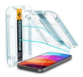 SPIGEN iPhone 16 Plus / 15 Plus SPIGEN EZ FIT HD képernyővédő üveg 2db 2.5D, 9H + segédkeret, ÁTLÁTSZÓ AGL06883 small
