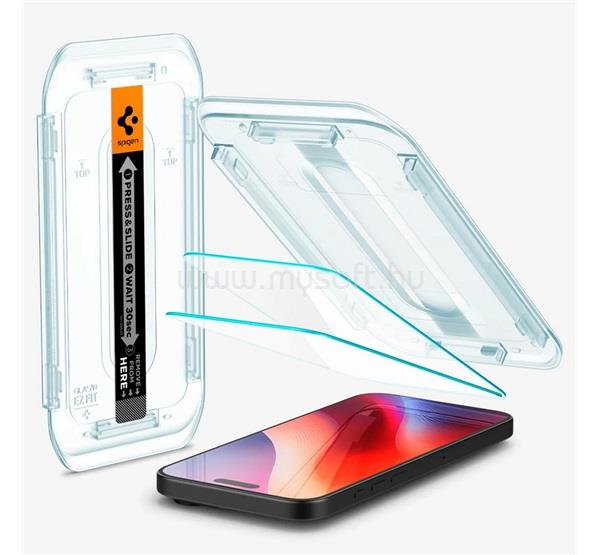 SPIGEN iPhone 16 Pro Max EZ FIT HD képernyővédő üveg 2db 2.5D, 9H + segédkeret, ÁTLÁTSZÓ