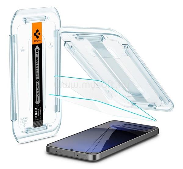 SPIGEN Samsung A56 5G / S24 FE SPIGEN EZ FIT HD képernyővédő üveg 2db 2.5D, 9H + segédkeret, ÁTLÁTSZÓ