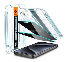 SPIGEN iPhone 15 Pro SPIGEN EZ FIT képernyővédő üveg 2db 2.5D, 9H + segédkeret, ÁTLÁTSZÓ AGL06894 small