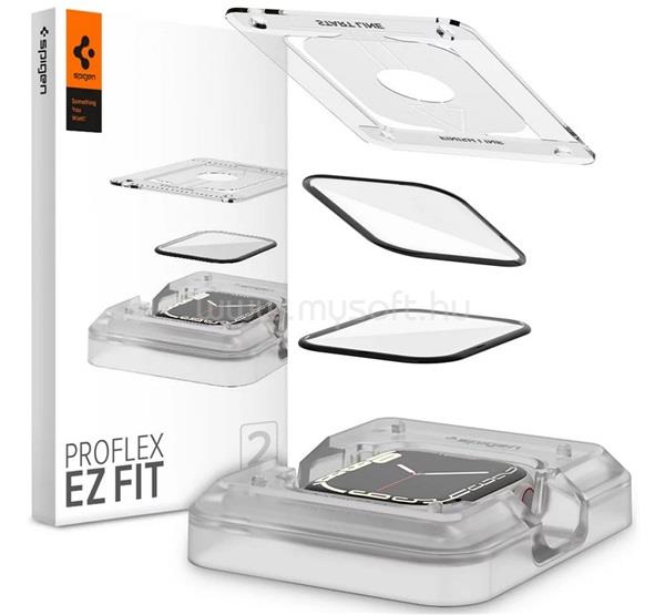 SPIGEN Apple Watch Series 7 45mm EZ FIT kijelzővédő üveg 2db 2.5D, 9H, FEKETE