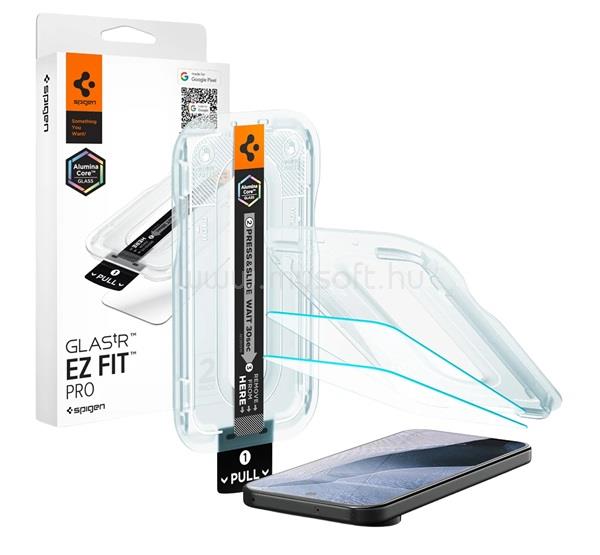 SPIGEN Google Pixel 11 Pro XL SPIGEN EZ FIT PRO képernyővédő üveg 2db 2.5D, 9H + segédkeret, ÁTLÁTSZÓ