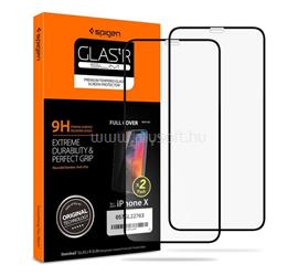 SPIGEN iPhone 11 Pro / XS 5.8 / X 5.8 FC képernyővédő üveg 2db 2.5D, színkiemelés, FEKETE 057GL23120 small