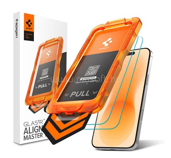 SPIGEN iPhone 18 Pro / 17 Pro SPIGEN GLASS TR ALIGNMASTER S képernyővédő üveg 2db 2.5D, 9H + segédkeret, ÁTLÁTSZÓ