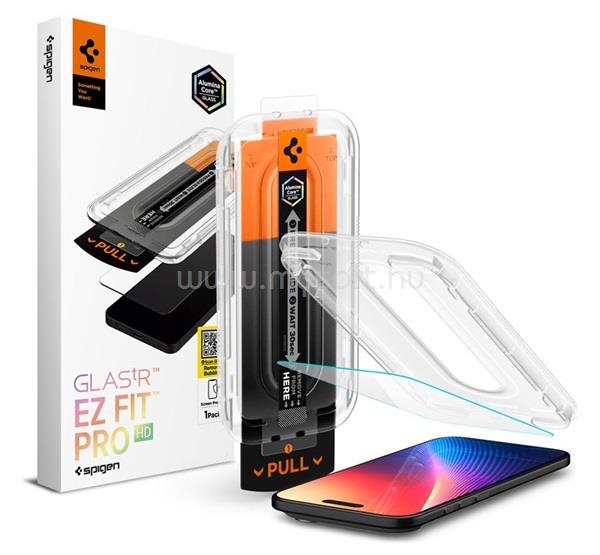 SPIGEN iPhone Air SPIGEN GLASS TR EZ FIT PRO HD képernyővédő üveg 2.5D, 9H + segédkeret, ÁTLÁTSZÓ