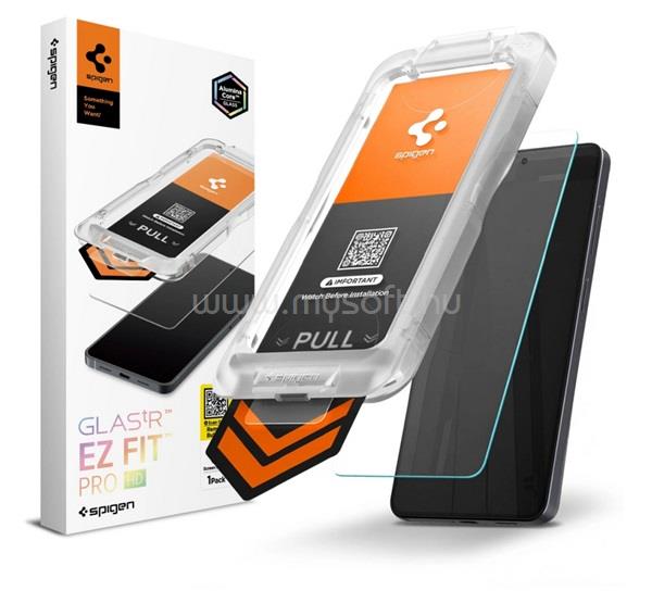 SPIGEN Samsung S26 Plus SPIGEN GLASS TR EZ FIT PRO HD képernyővédő üveg 2.5D, 9H + segédkeret, ÁTLÁTSZÓ