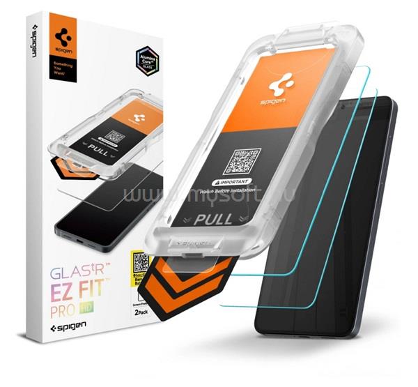SPIGEN Samsung S26 SPIGEN GLASS TR EZ FIT PRO HD képernyővédő üveg 2db 2.5D, 9H + segédkeret, ÁTLÁTSZÓ