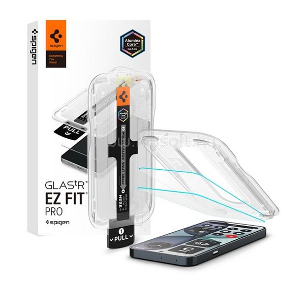 SPIGEN Nothing Phone 4a SPIGEN GLASS TR EZ FIT PRO HD képernyővédő üveg 2db 2.5D, 9H + segédkeret, ÁTLÁTSZÓ