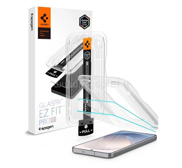 SPIGEN Samsung S26 FE SPIGEN GLASS TR EZ FIT PRO HD képernyővédő üveg 2db 2.5D, 9H + segédkeret, ÁTLÁTSZÓ