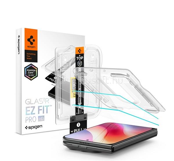 SPIGEN iPhone Duo SPIGEN GLASS TR EZ FIT PRO HD képernyővédő üveg 2db 2.5D, 9H + segédkeret, ÁTLÁTSZÓ