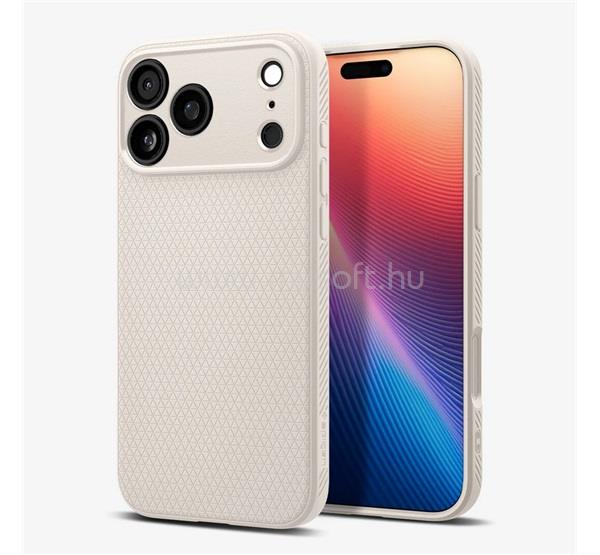 SPIGEN iPhone 18 Pro Max / 17 Pro Max SPIGEN LIQUID AIR szilikon telefonvédő ütésállóság, rombusz, BÉZS