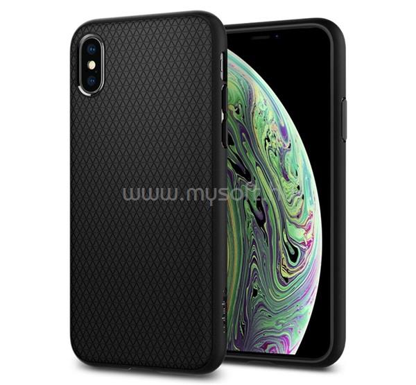 SPIGEN iPhone XS 5.8 / X 5.8 LIQUID AIR szilikon telefonvédő ütésállóság, rombusz, FEKETE