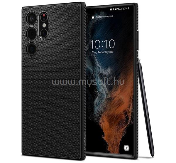 SPIGEN Samsung S22 Ultra LIQUID AIR szilikon telefonvédő ütésállóság, rombusz, FEKETE