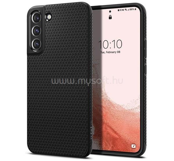 SPIGEN Samsung S22 SPIGEN LIQUID AIR szilikon telefonvédő ütésállóság, rombusz, FEKETE