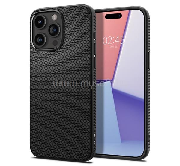 SPIGEN iPhone 15 Pro Max LIQUID AIR szilikon telefonvédő ütésállóság, rombusz, FEKETE