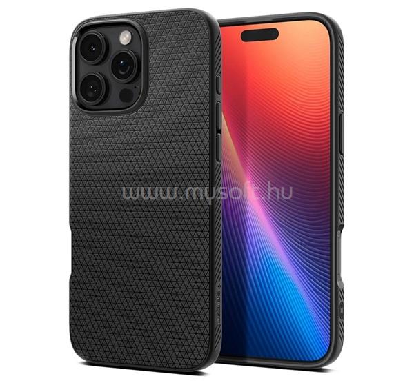 SPIGEN iPhone 16 Pro Max LIQUID AIR szilikon telefonvédő ütésállóság, rombusz, FEKETE