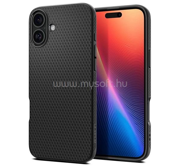SPIGEN iPhone 16 LIQUID AIR szilikon telefonvédő ütésállóság, rombusz, FEKETE