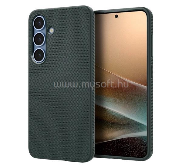 SPIGEN Samsung S25 LIQUID AIR szilikon telefonvédő ütésállóság, rombusz, SÖTÉTZÖLD