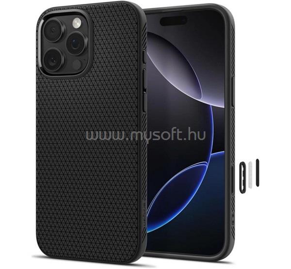 SPIGEN iPhone 16 Pro Max SPIGEN LIQUID AIR T szilikon telefonvédő ütésállóság, MagSafe, FEKETE