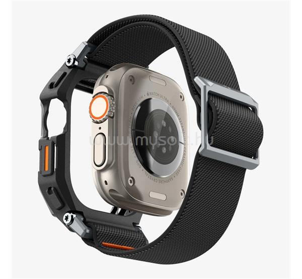 SPIGEN Apple Watch Ultra 2 49mm / Ultra 49mm LITE FIT PRO pótszíj egyedi méret, ütésállóság + szilikon keret, FEKETE