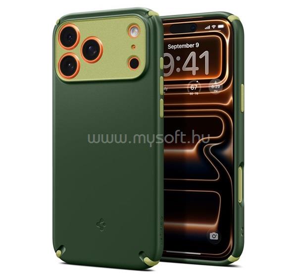 SPIGEN iPhone 18 Pro Max / 17 Pro Max SPIGEN NANO POP HYBRID szilikon telefonvédő légpárnás sarok, MagSafe, SÖTÉTZÖLD