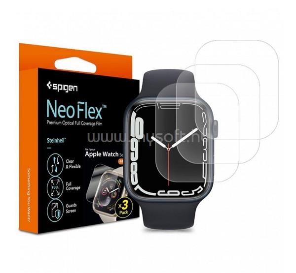 SPIGEN Apple Watch Series 9 45mm / SE 2 44mm / 8 45mm NEOFLEX képernyővédő fólia 3db full screen, tok barát, ÁTLÁTSZÓ