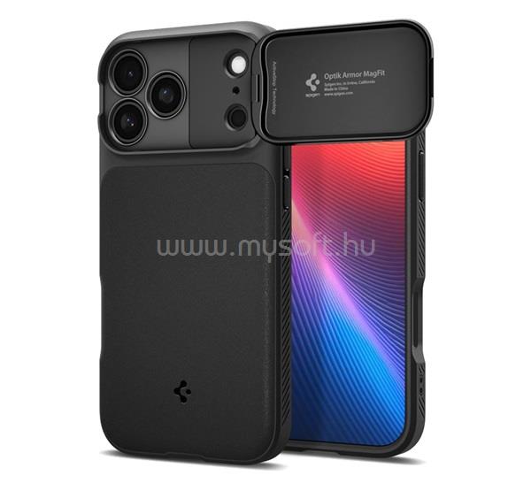 SPIGEN iPhone 18 Pro Max / 17 Pro Max SPIGEN OPTIK ARMOR MAG szilikon telefonvédő kameravédő, MagSafe, FEKETE