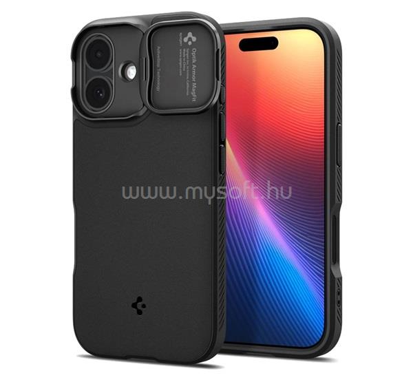 SPIGEN iPhone 17 SPIGEN OPTIK ARMOR MAG szilikon telefonvédő kameravédő, MagSafe, FEKETE