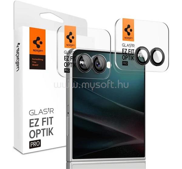 SPIGEN Samsung Z Flip7 SPIGEN OPTIK PRO HD kameravédő üveg 2db 9H, csak lencse, FEKETE