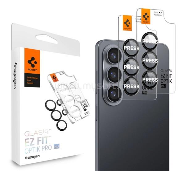 SPIGEN Samsung S26 SPIGEN OPTIK PRO HD kameravédő üveg 2db 9H, csak lencse, FEKETE