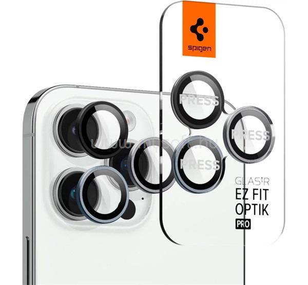 SPIGEN iPhone 16 Pro Max / 16 Pro / 15 Pro Max SPIGEN OPTIK PRO kameravédő üveg 2db 9H, csak lencse, ÁTLÁTSZÓ